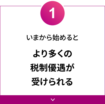 いまから始めるとより多くの税制優遇が 受けられる