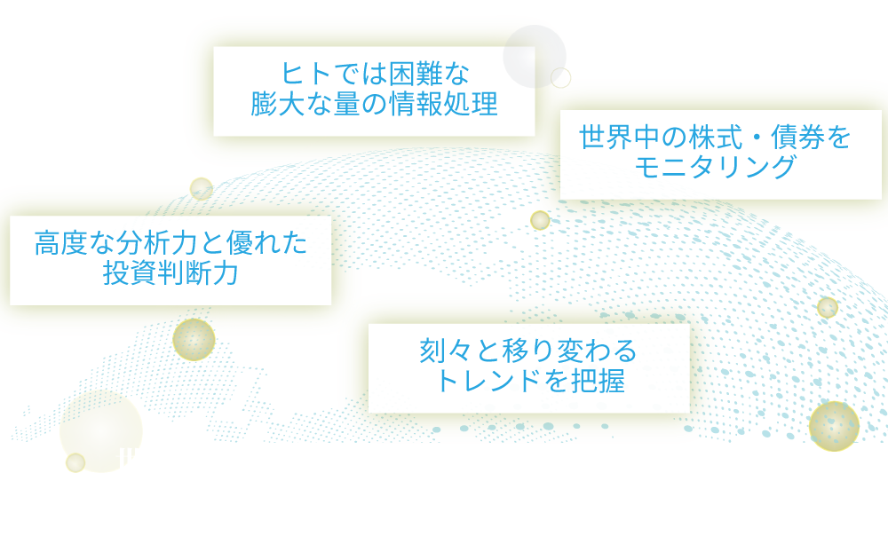 世界中の市場データを24時間リアルタイムで分析 あらゆる市場環境下において、収益機会を追求