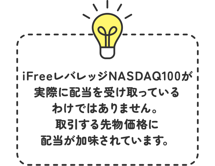 iFreeレバレッジNASDAQ100が実際に配当を受け取っているわけではありません。